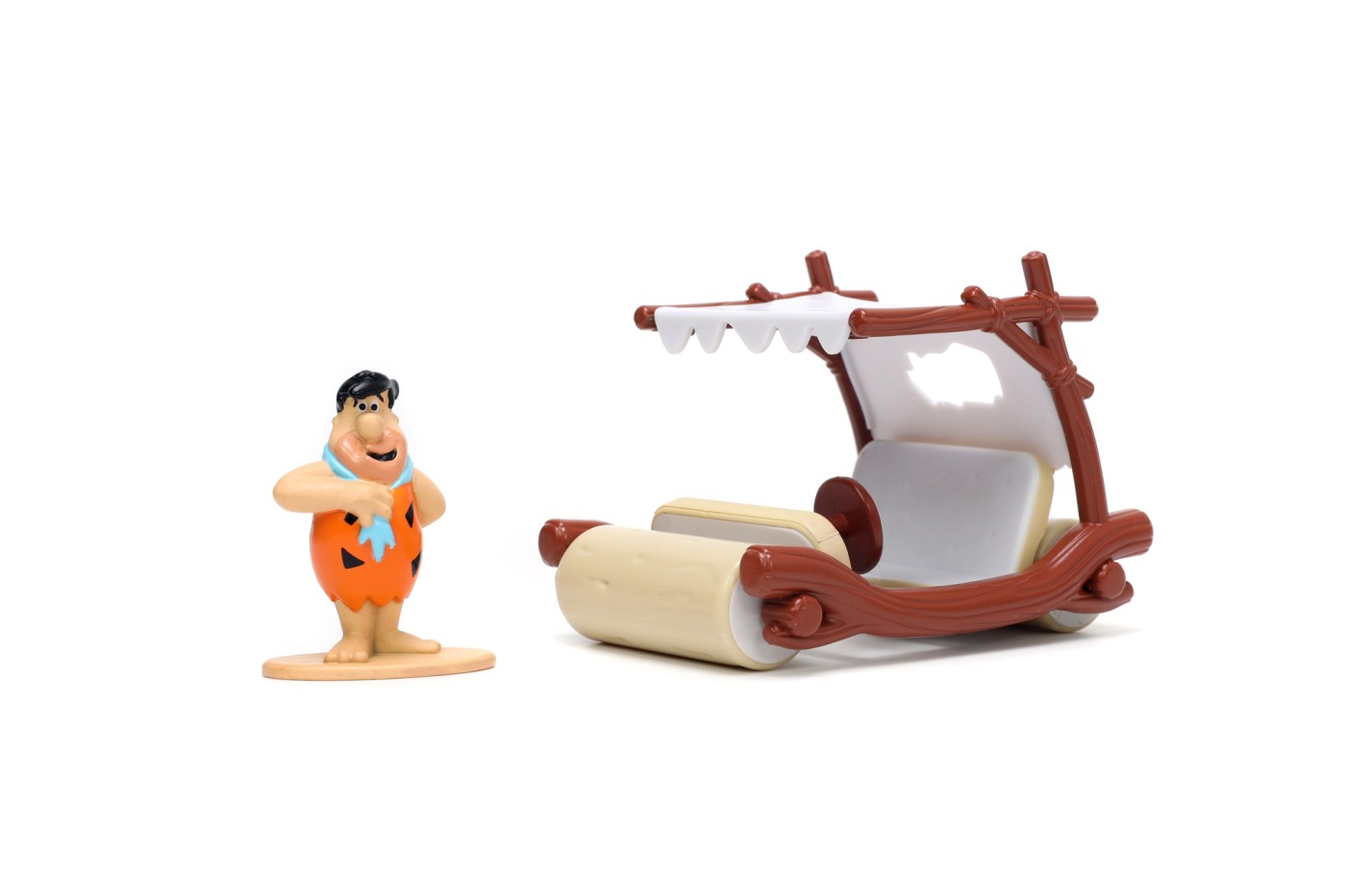 Set masinuta metalica Flintmobile 1:32 cu figurina Fred Flintstone