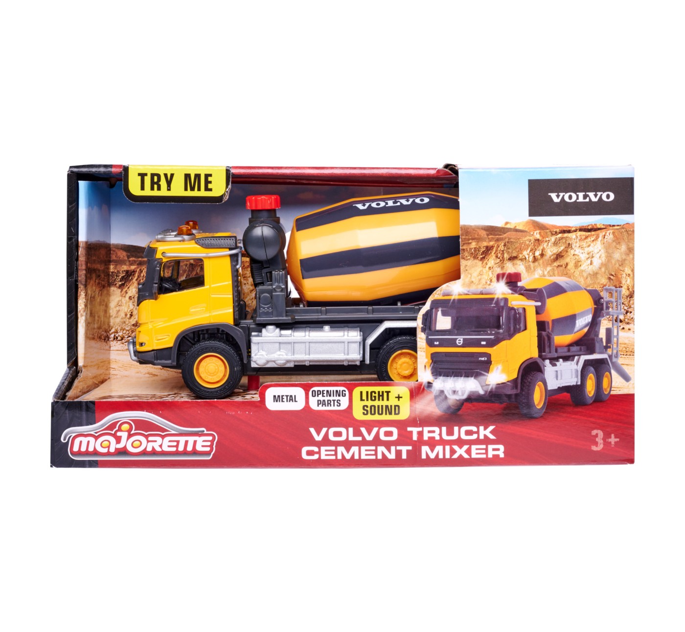 Betonieră Volvo Majorette 19 cm cu lumini, sunete și piese metalice