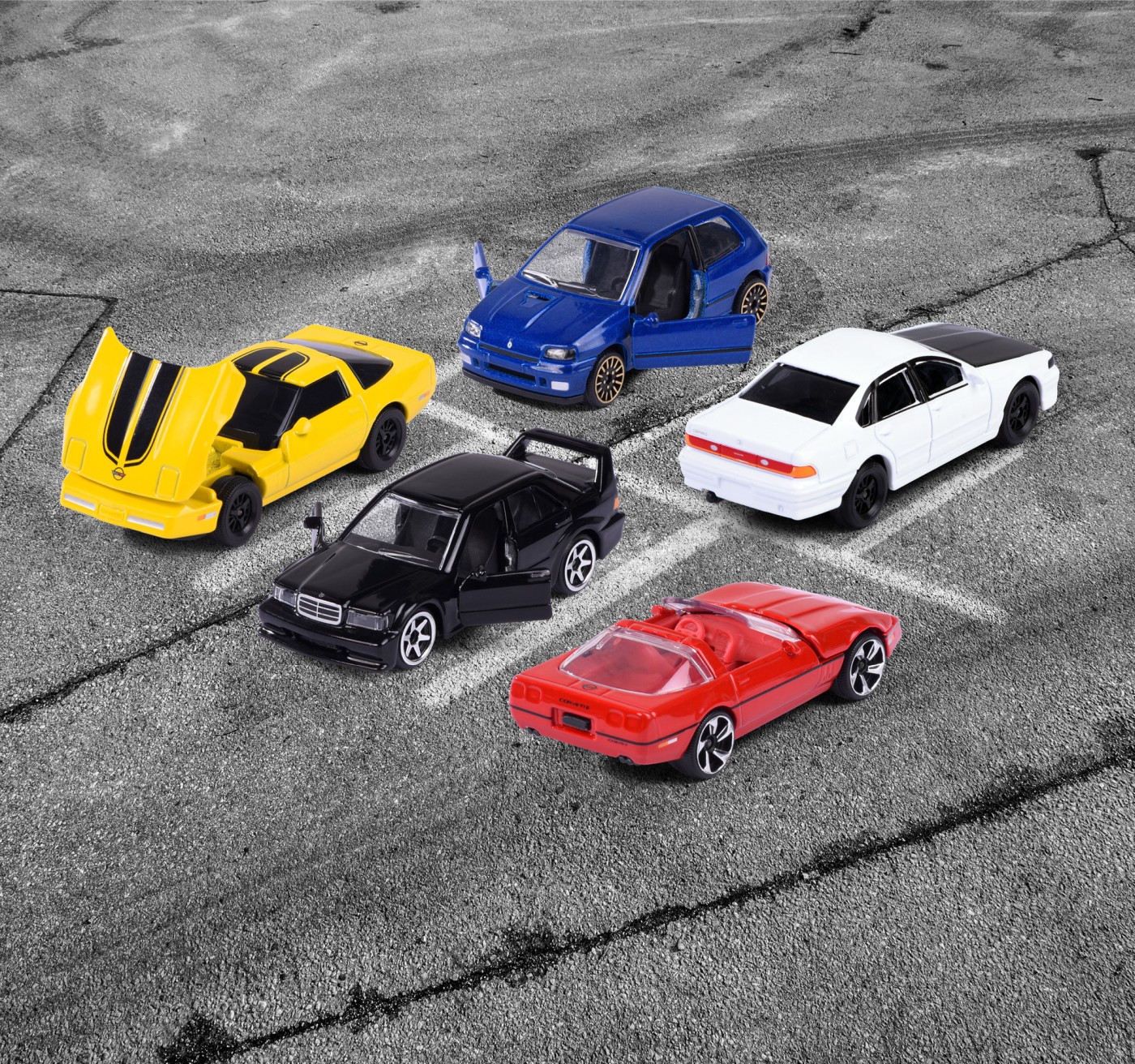 Set 5 mașinuțe Majorette Youngster din metal, 7,5 cm, modele anii ’90