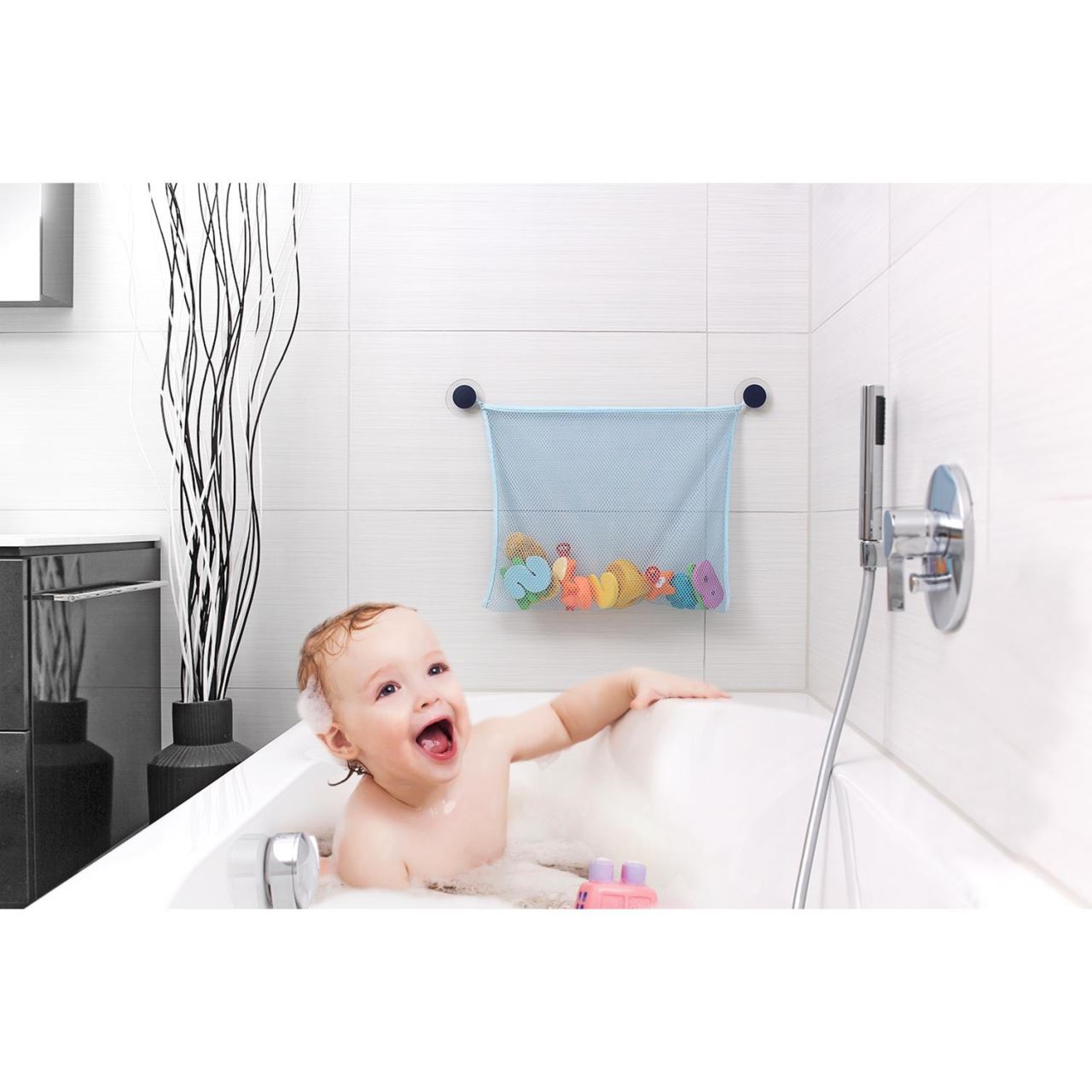 Săculeț pentru jucării de baie REER cu ventuze și uscare rapidă