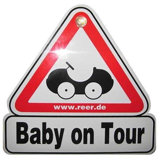 Semn auto Baby on Tour REER pentru geam, cu ventuze, 15,5 x 15,5 cm