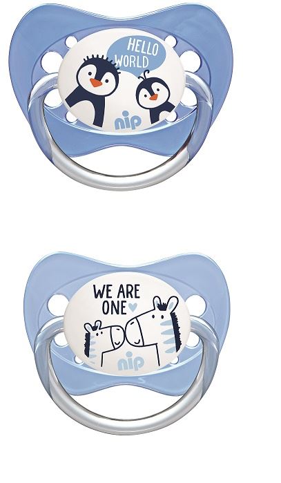 Set 2 suzete Family cu tetina din latex natural, forma anatomica, tetina ortodontica, cu inel, 0-6 luni, nip 31000