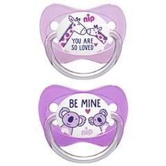 Set 2 suzete Family cu tetina din latex natural, forma anatomica, tetina ortodontica, cu inel, 5-18 luni, nip 31001