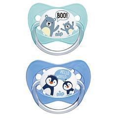Set 2 suzete Family cu tetina din latex natural, forma anatomica, tetina ortodontica, cu inel, 5-18 luni, nip 31001