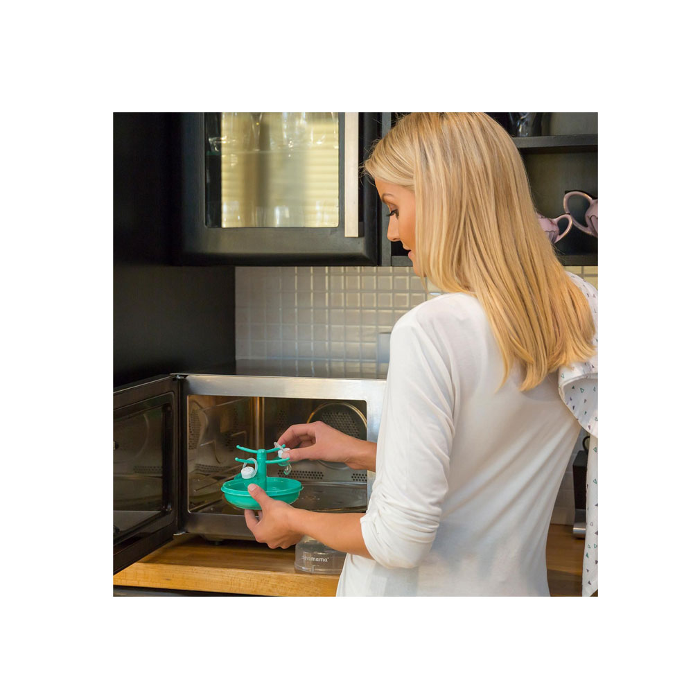 Sterilizator pentru suzete Clevamama turcoaz, compact, pentru 6 suzete