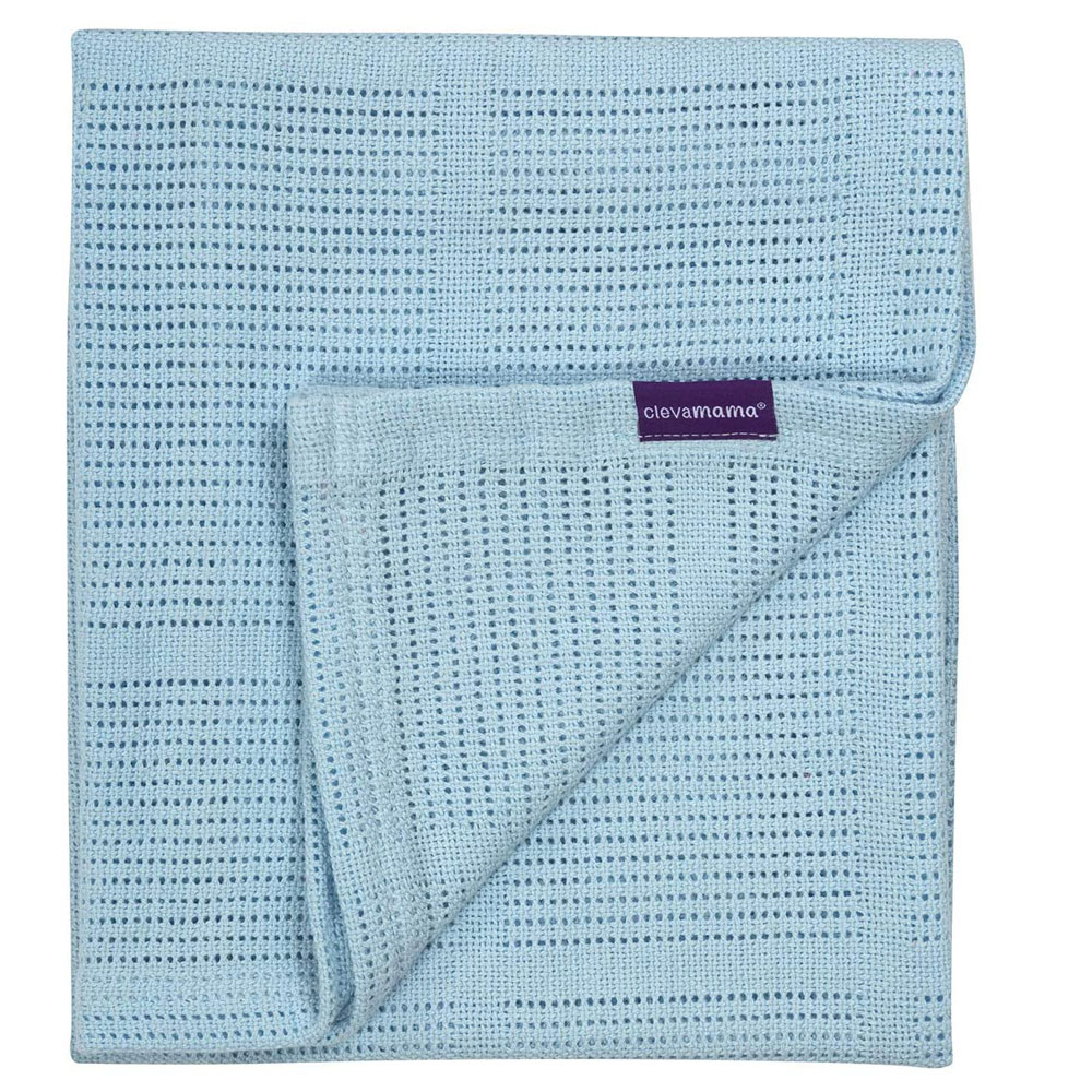 Păturică pentru bebeluși din bumbac organic 120x140 cm, bleu, Clevamama