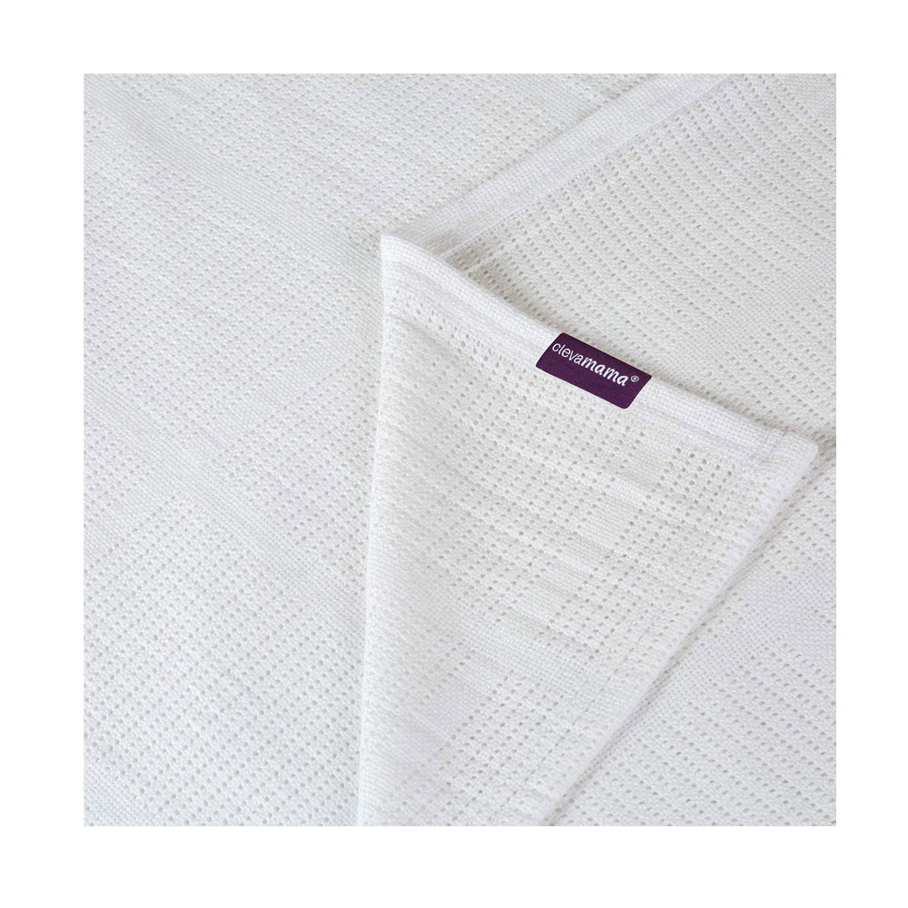 Păturică pentru bebeluși din bumbac organic 120x140 cm, albă, Clevamama