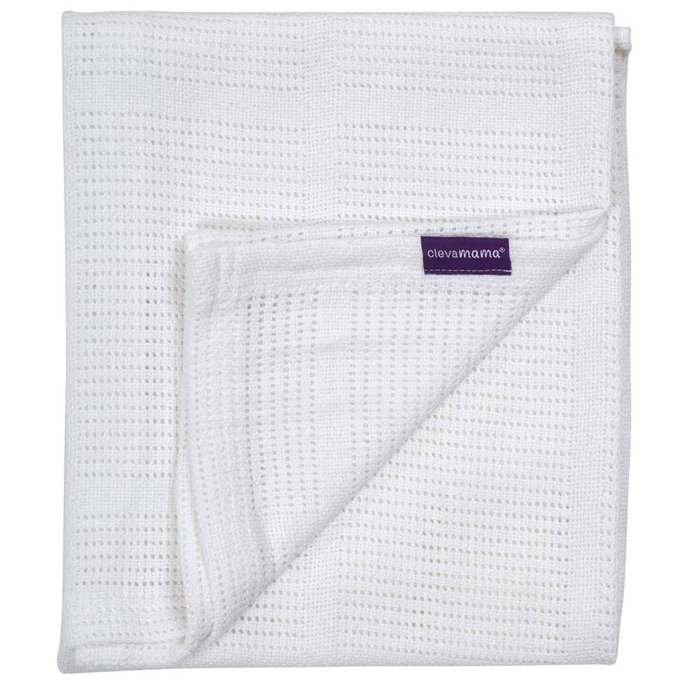 Păturică pentru bebeluși din bumbac organic 120x140 cm, albă, Clevamama