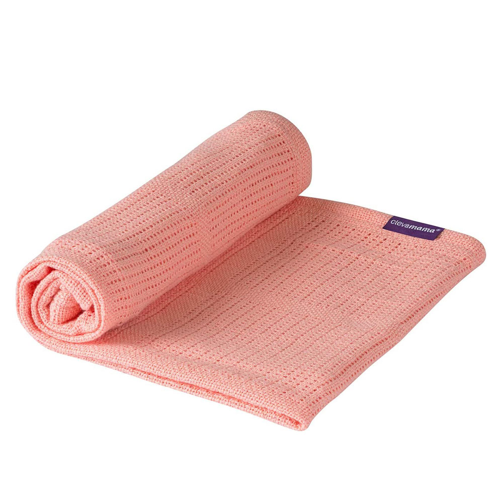 Păturică bebe din bumbac organic 70 x 90 cm, coral, Clevamama