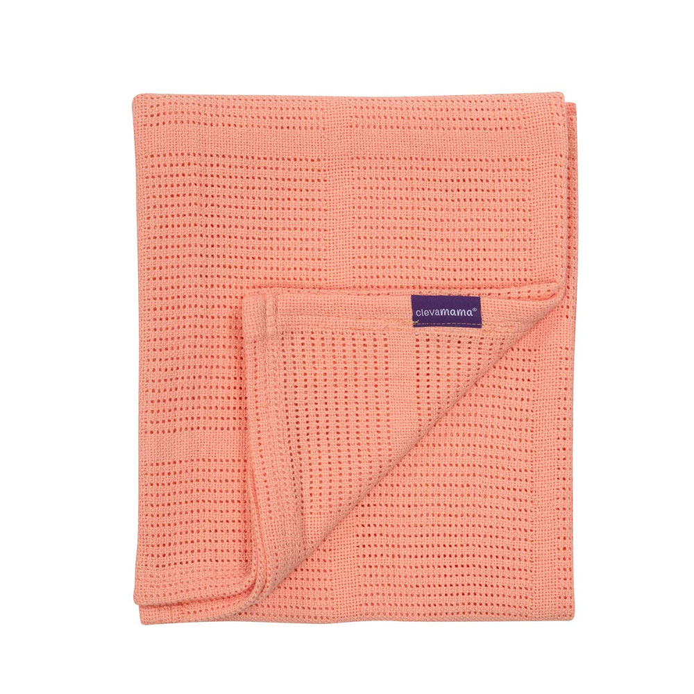 Păturică bebe din bumbac organic 70 x 90 cm, coral, Clevamama
