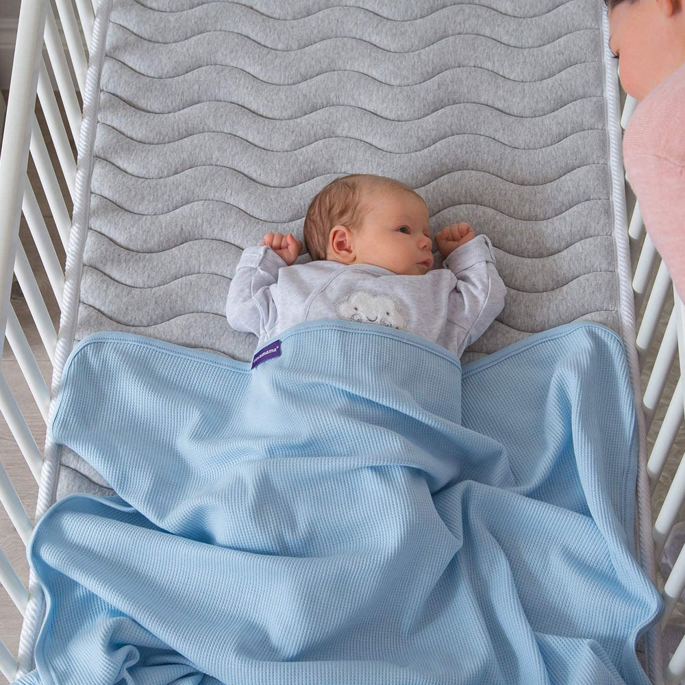 Paturica din bumbac Waffle Weave 70 x 90 cm- Blue Clevamama 3461