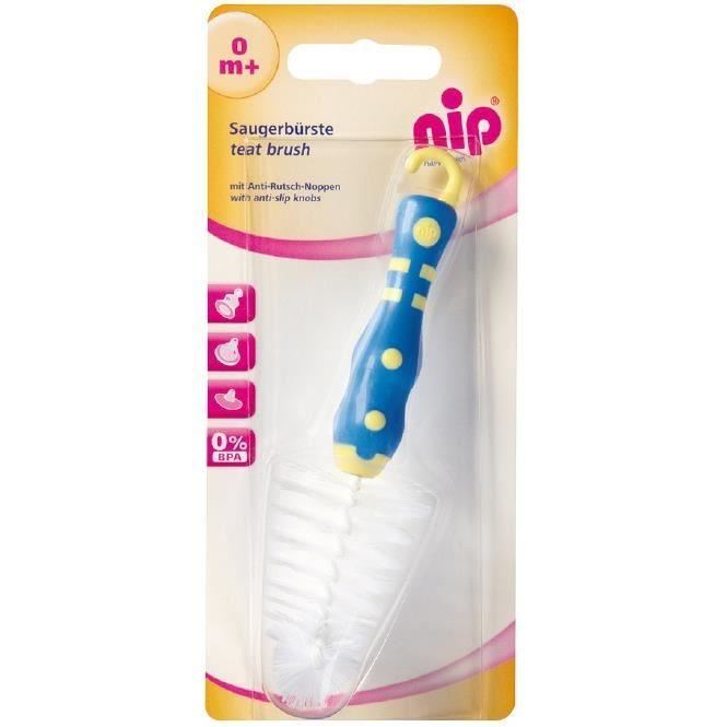 Perie mini pentru tetine și accesorii biberoane NIP, mâner antialunecare, 0+ luni