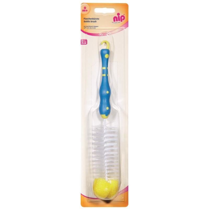Perie pentru biberoane NIP cu burete si maner antialunecare, 0+ luni