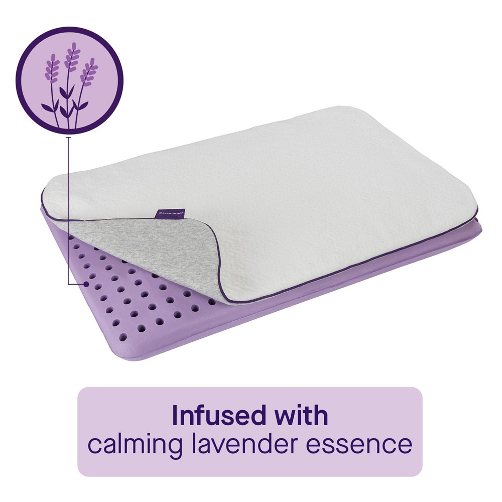 Perna junior Clevamama din spumă respirabilă cu lavandă, 60x40 cm