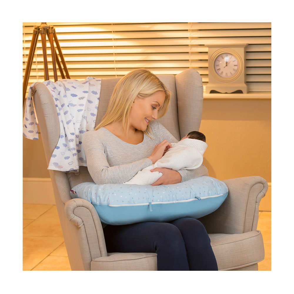Perna multifunctionala 10 in 1 pentru alaptare si bebelus, albastra Clevamama