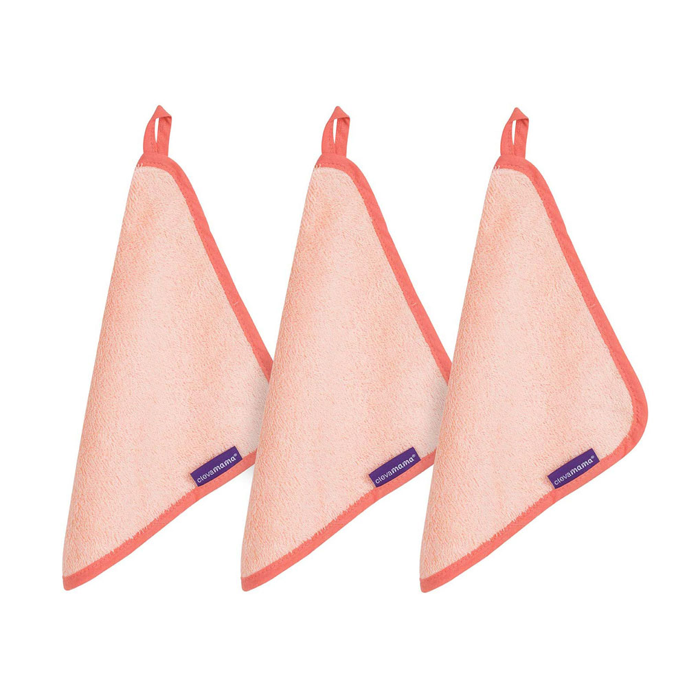 Set 3 prosoape pentru fața bebelușului din bambus Clevamama 25x25 cm