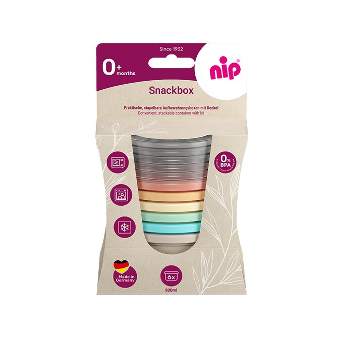 Set 6 boluri cu capac pentru alimente, 300 ml, fara BPA, 0+ luni, Nip 37063