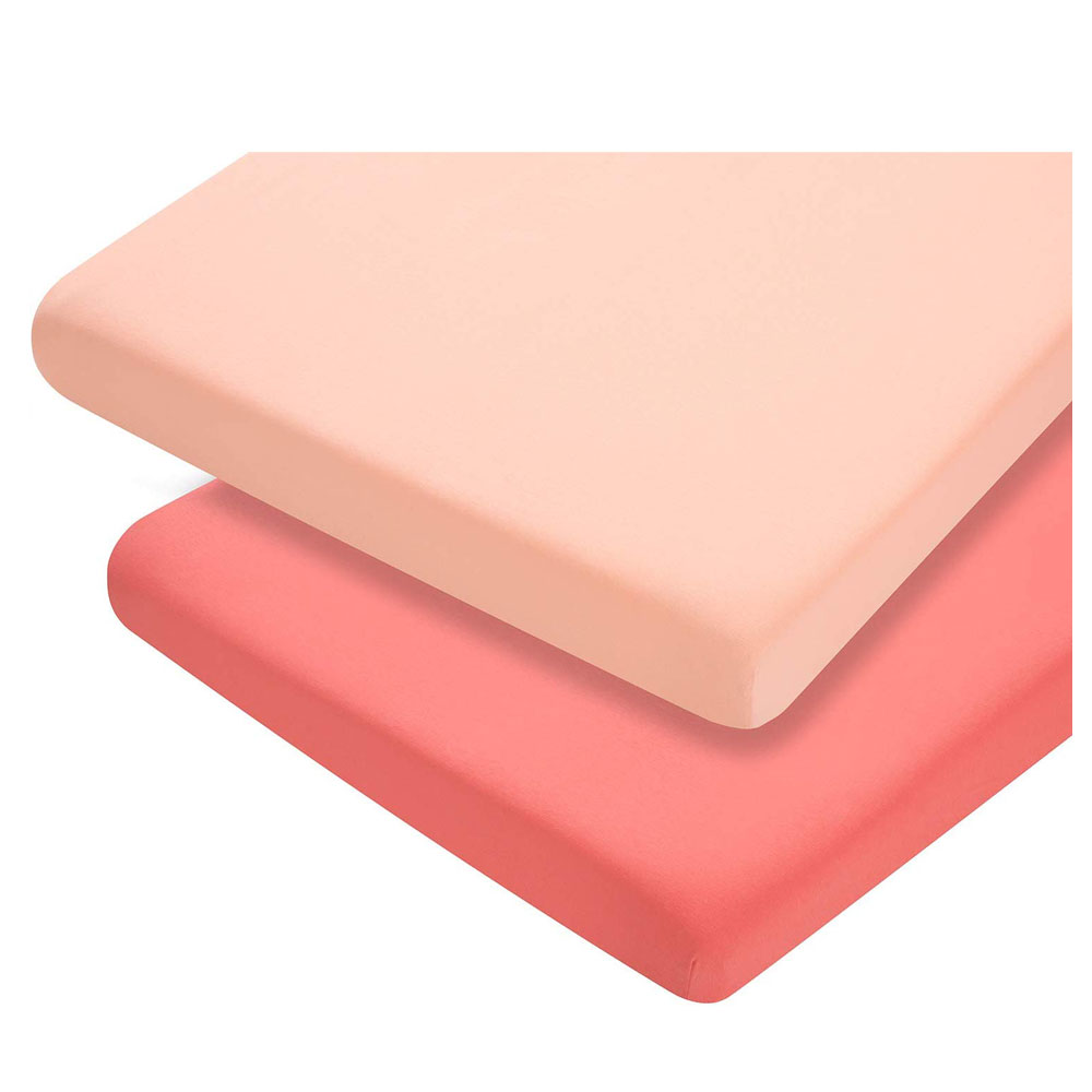 Set 2 cearceafuri cu elastic pentru patut 120x60 cm, roz, Clevamama