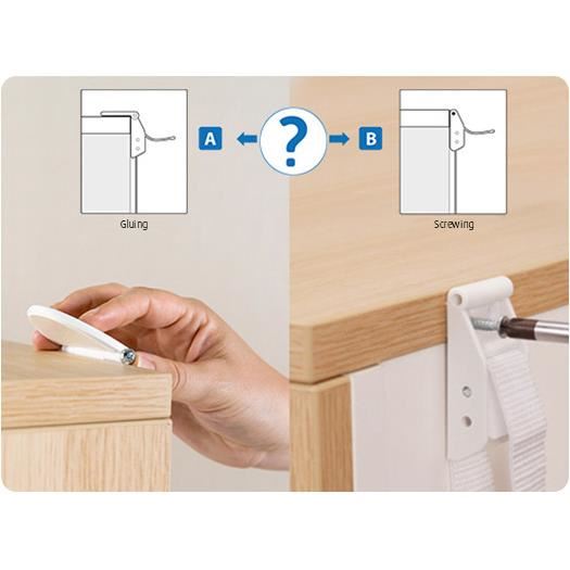 Set fixare anti-inclinare mobilier REER, 2 benzi siguranta copii