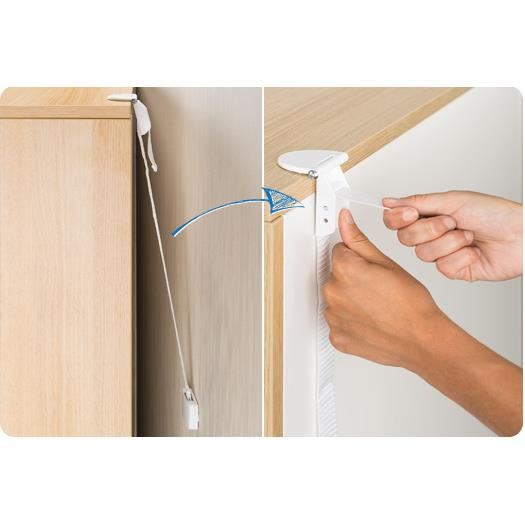 Set fixare anti-inclinare mobilier REER, 2 benzi siguranta copii