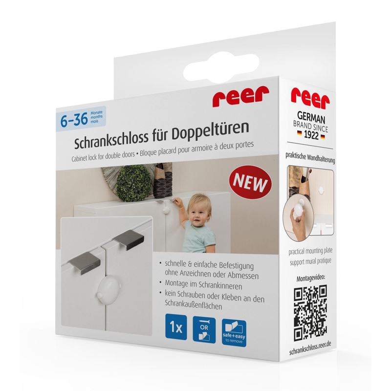 Siguranta pentru usi duble de dulap Reer 71020, montaj interior