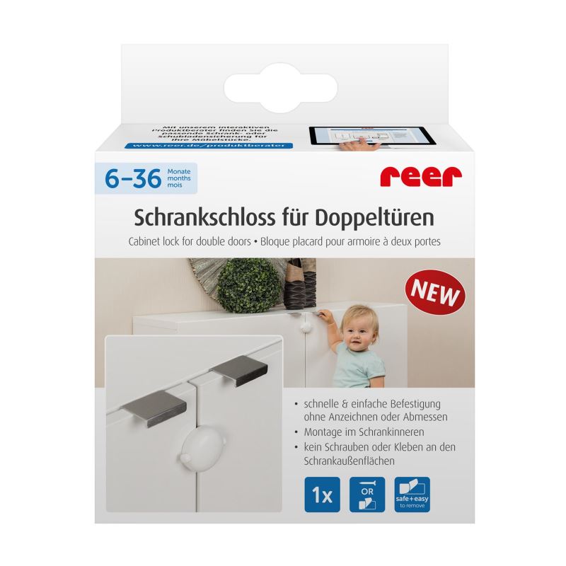Siguranta pentru usi duble de dulap Reer 71020, montaj interior