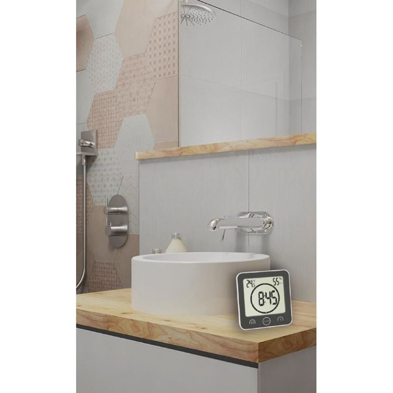 Ceas digital pentru baie și bucătărie cu timer și termohigrometru TFA