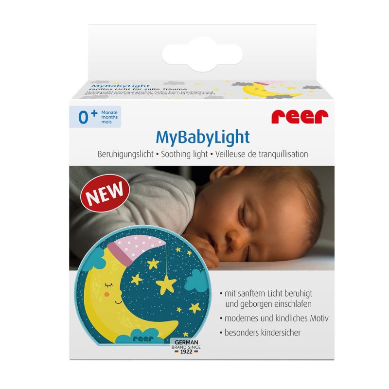 Lampa de veghe LED MyBabyLight Moon pentru bebelusi 0+ luni, Reer