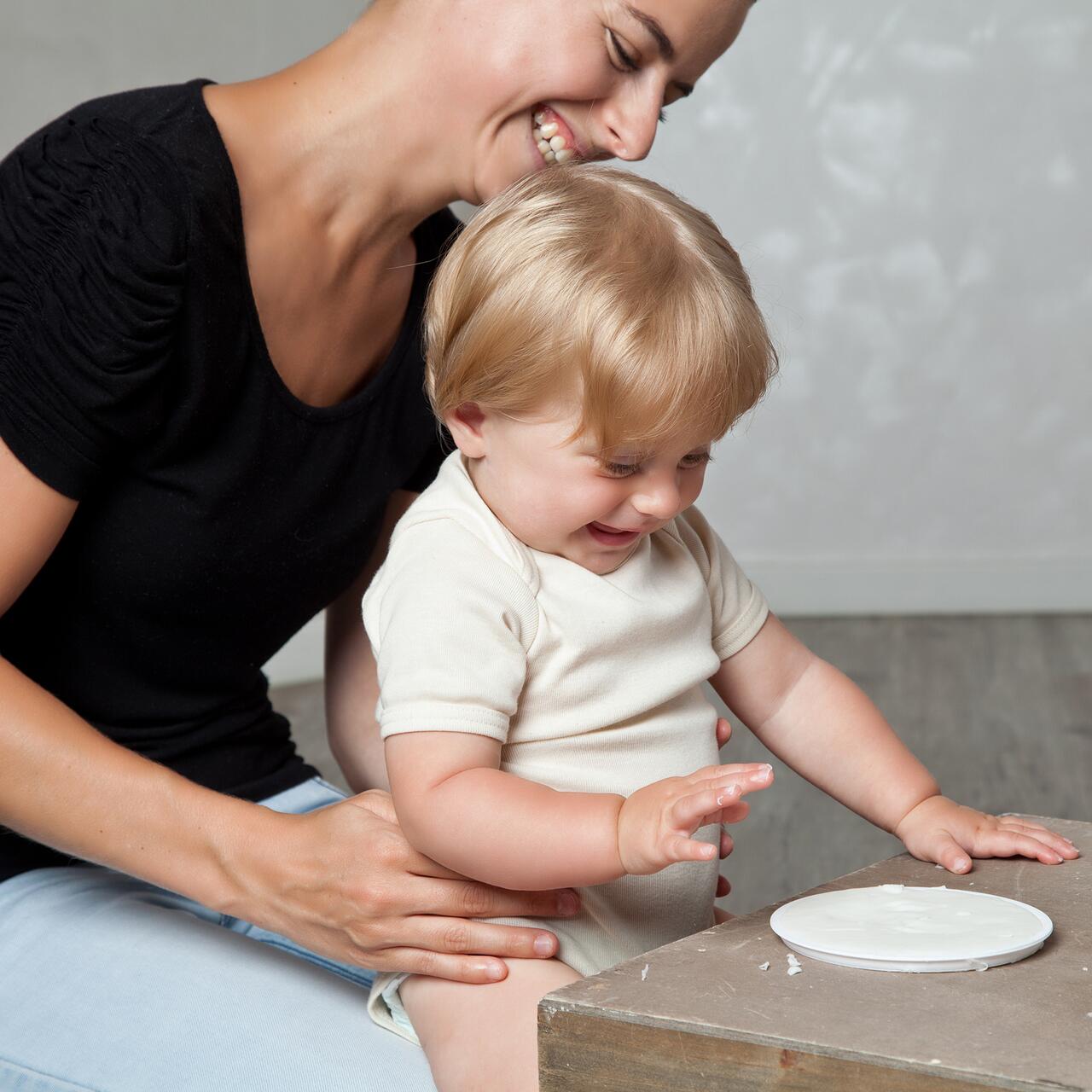 Set dublu organic pentru amprenta mana si picior bebelusi Grunspecht