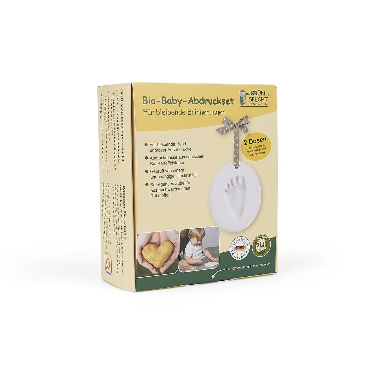 Set dublu organic pentru amprenta mana si picior bebelusi Grunspecht