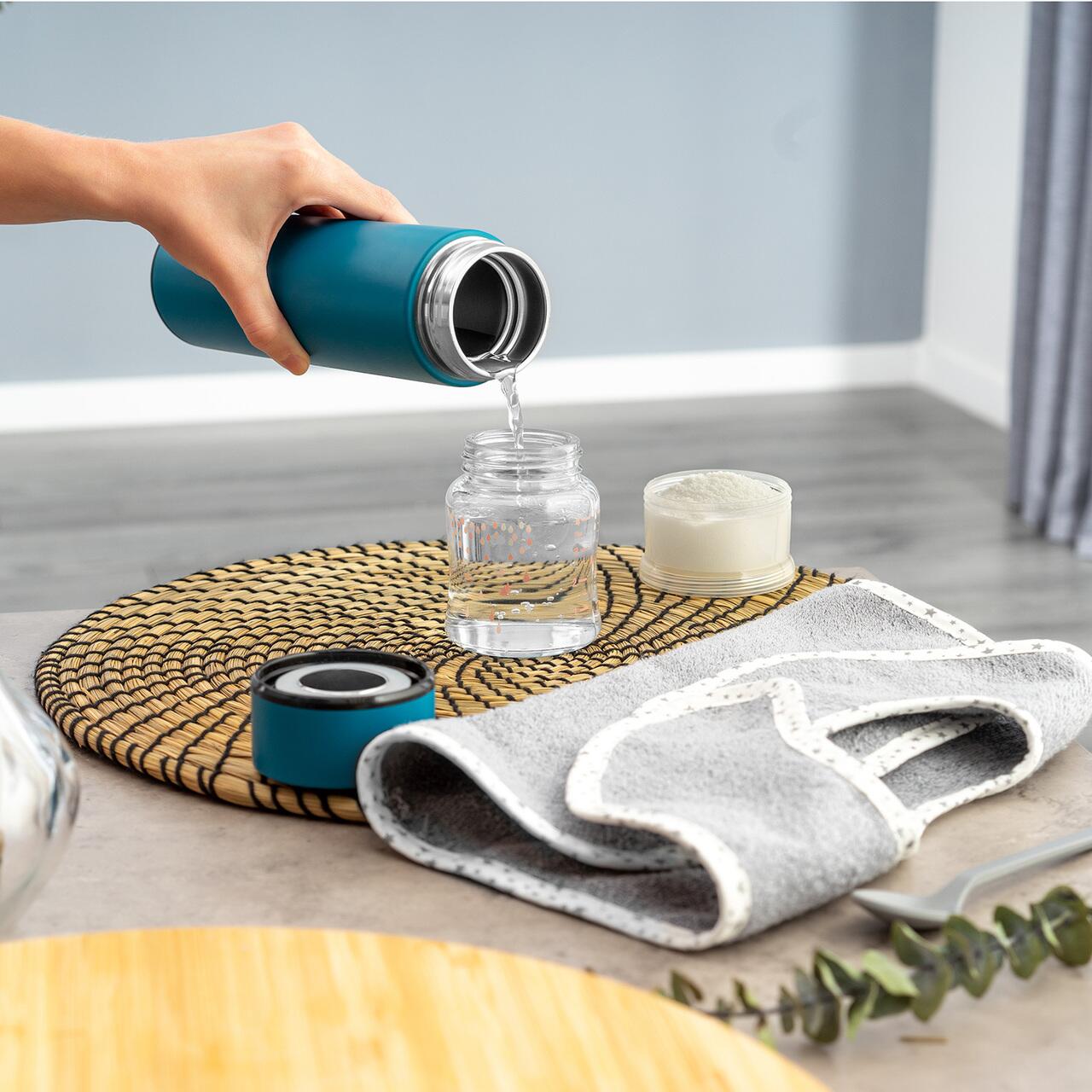 Termos vidat din otel inoxidabil 450 ml, albastru, Reer ColourDesign