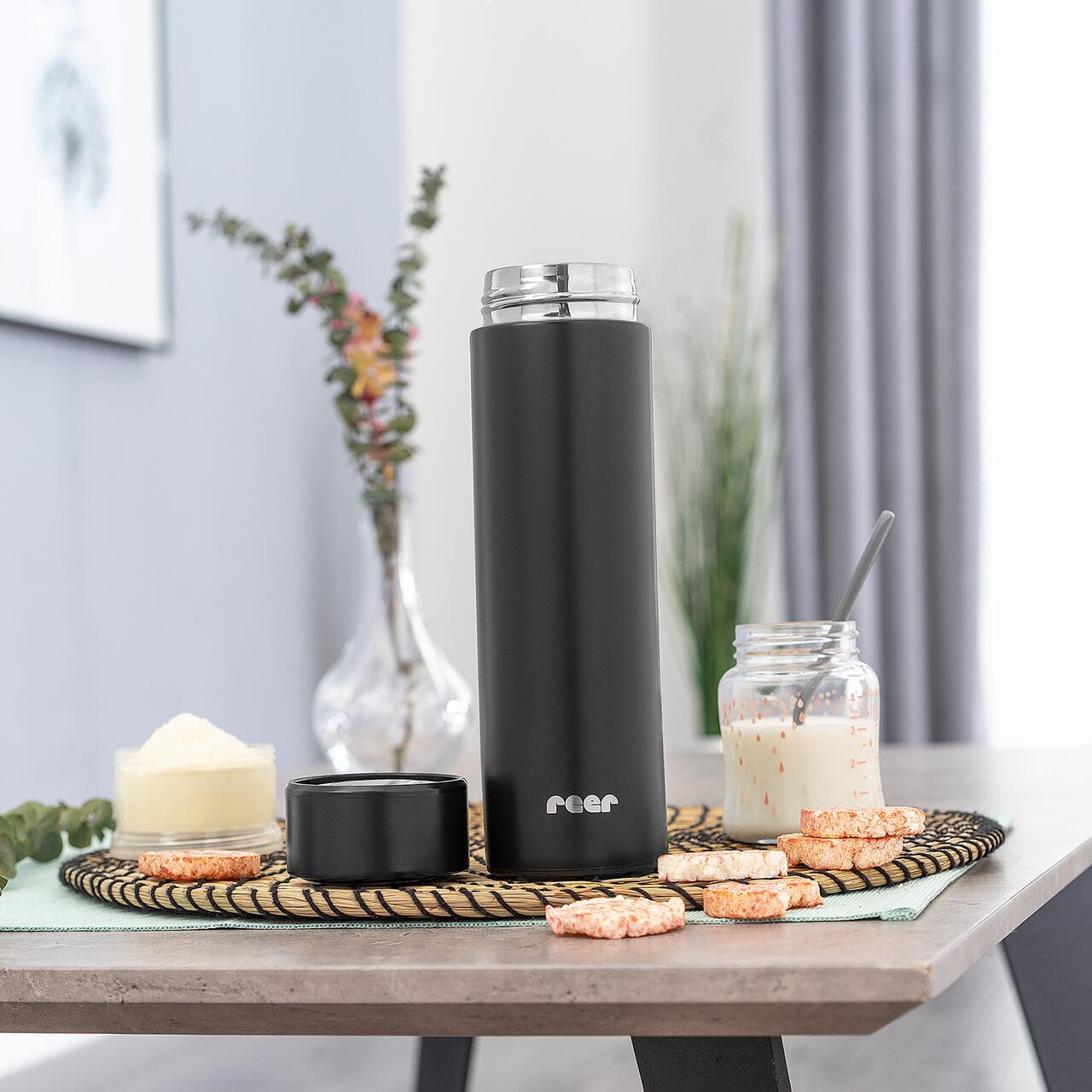Termos din oțel inoxidabil vidat Reer ColourDesign, 450 ml, negru