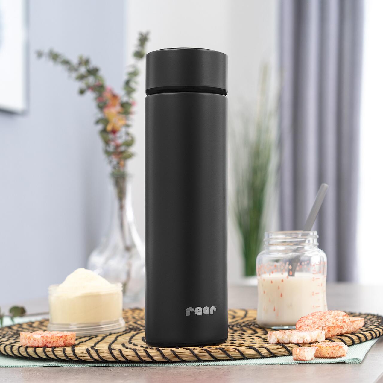 Termos din oțel inoxidabil vidat Reer ColourDesign, 450 ml, negru