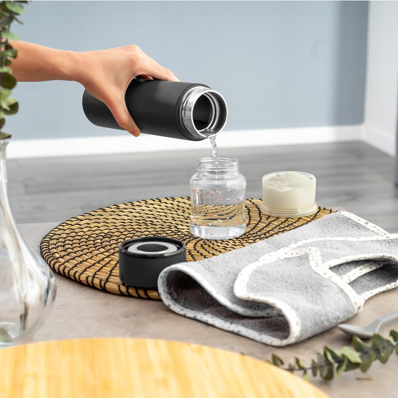 Termos din oțel inoxidabil vidat Reer ColourDesign, 450 ml, negru