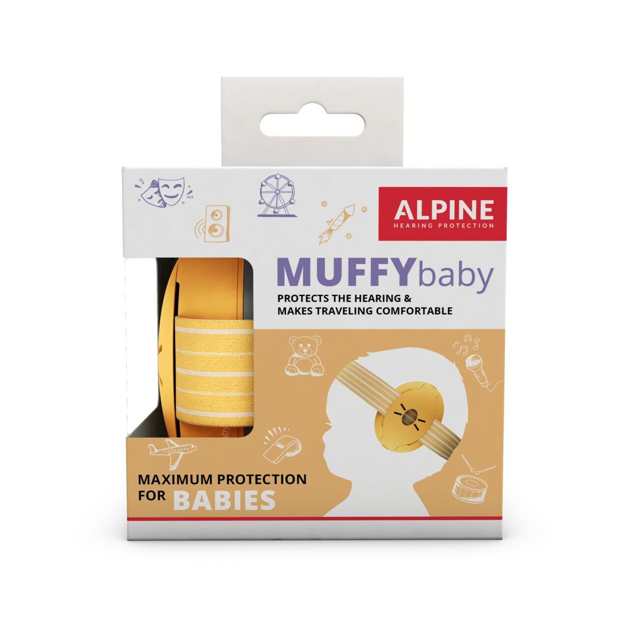 Casti antifonice pentru bebelusi Alpine Muffy Baby SNR 23 galben