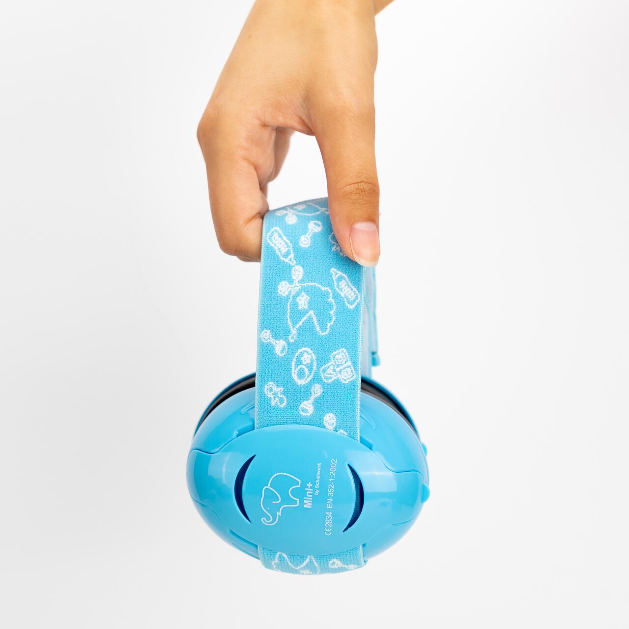 Casti antifonice pentru bebelusi, ofera protectie auditiva de la 0+ luni, 2 bentite reglabile, SNR 25, albastru, SCHALLWERK MINI+ Baby Blue