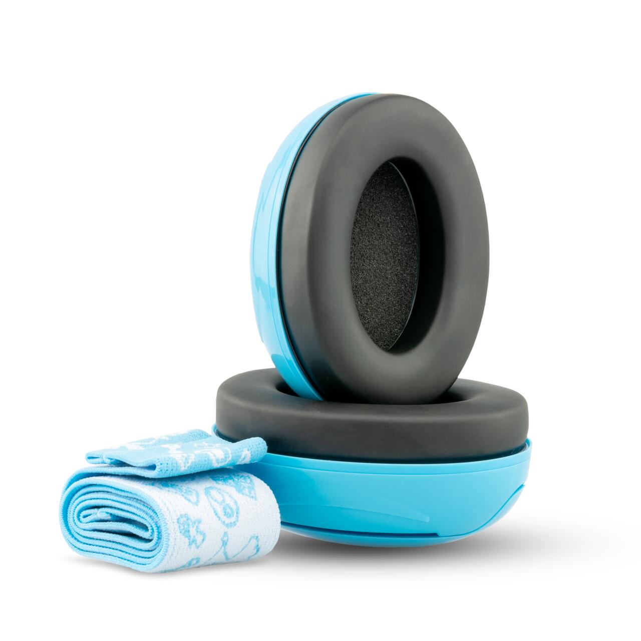 Casti antifonice pentru bebelusi, ofera protectie auditiva de la 0+ luni, 2 bentite reglabile, SNR 25, albastru, SCHALLWERK MINI+ Baby Blue