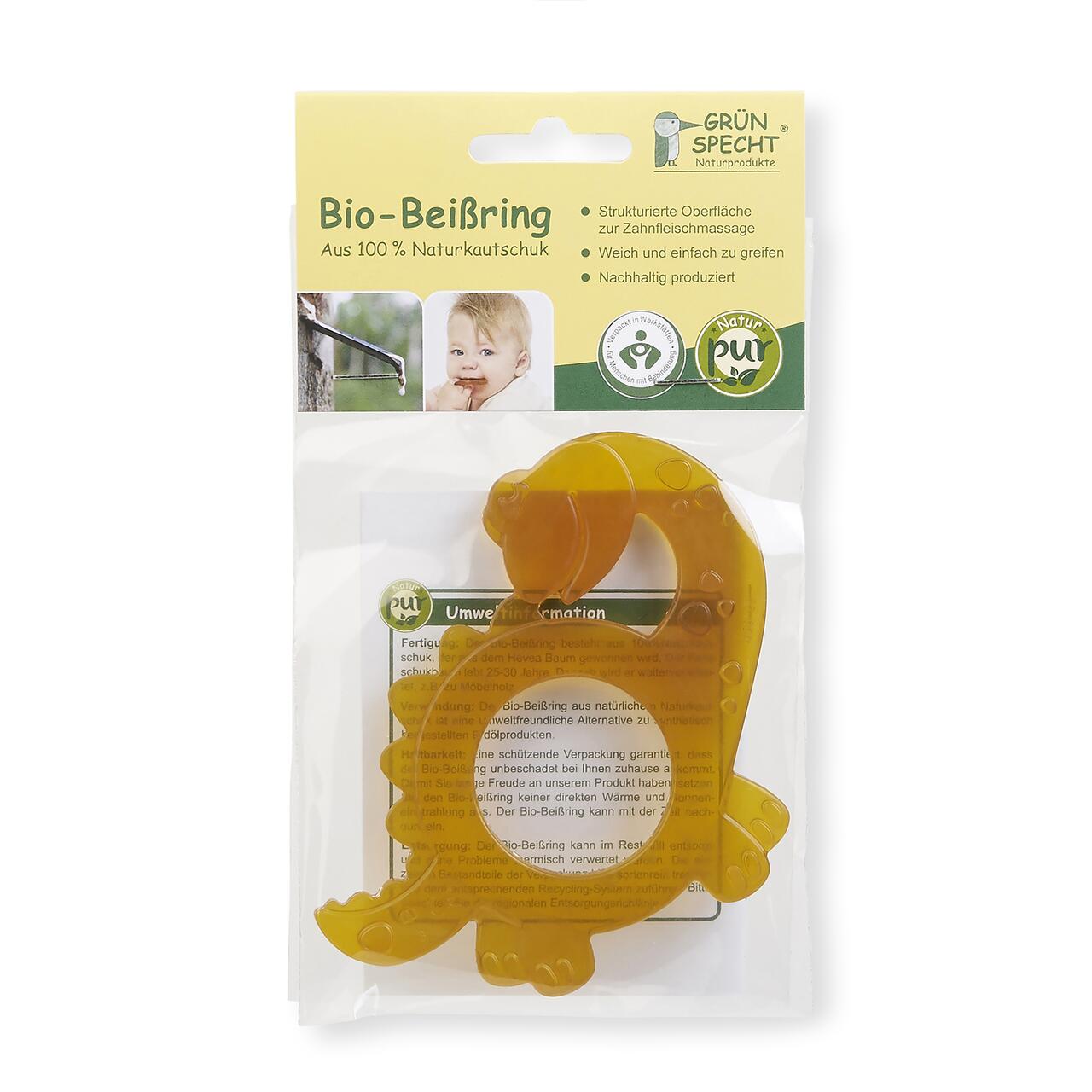 Inel pentru dentitie din cauciuc natural BIO, dinozaur, Grunspecht 639-V1