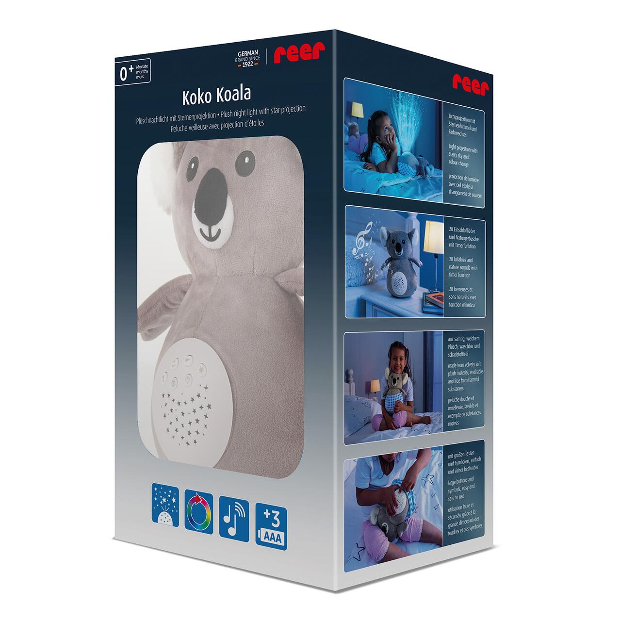 Koala de plus cu lampa de veghe, proiector stele si muzica, Reer