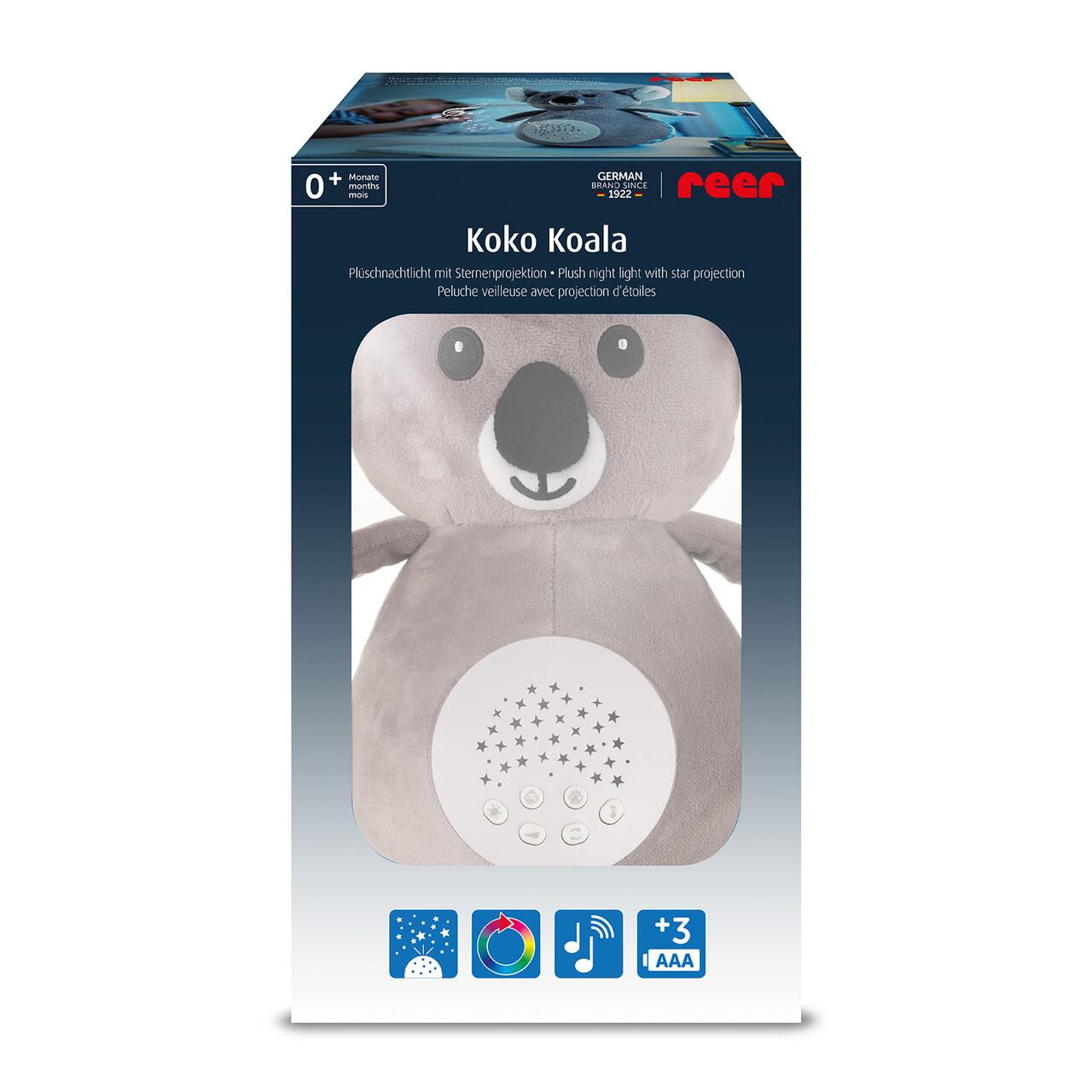 Koala de plus cu lampa de veghe, proiector stele si muzica, Reer