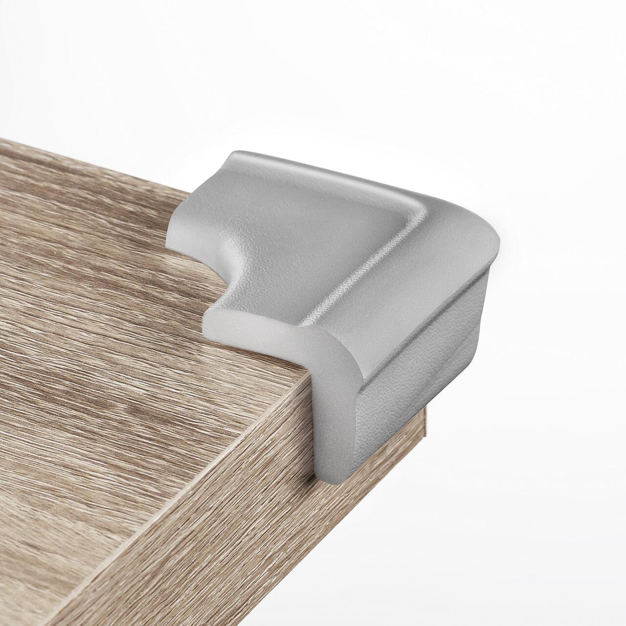 Set 4 protectii pentru colturi copii din spuma, gri, cu banda 3M Reer