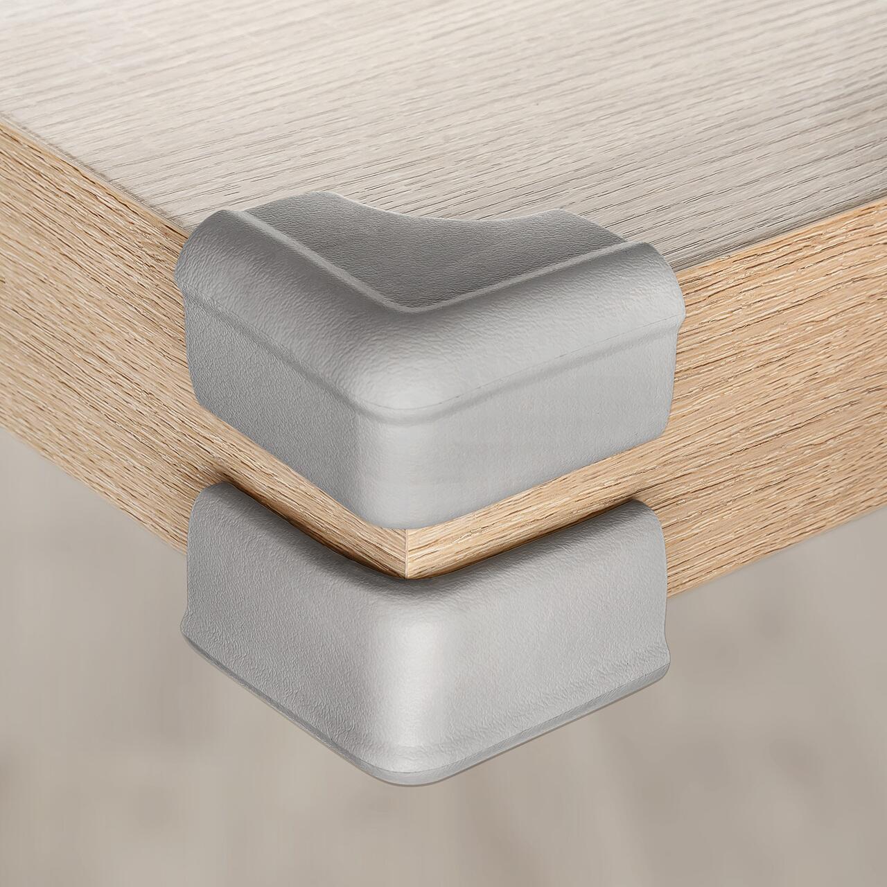 Set 4 protectii pentru colturi copii din spuma, gri, cu banda 3M Reer