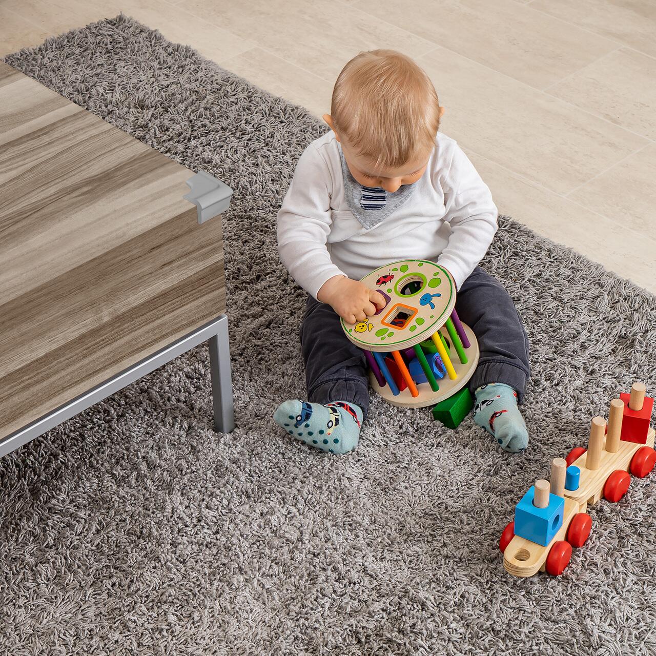 Set 4 protectii pentru colturi copii din spuma, gri, cu banda 3M Reer