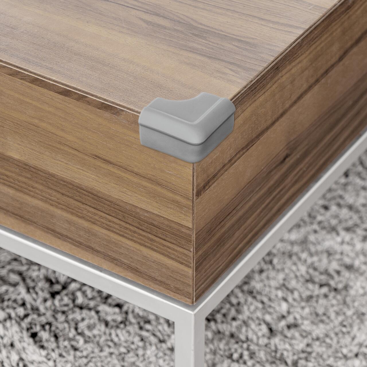 Set 4 protectii pentru colturi copii din spuma, gri, cu banda 3M Reer