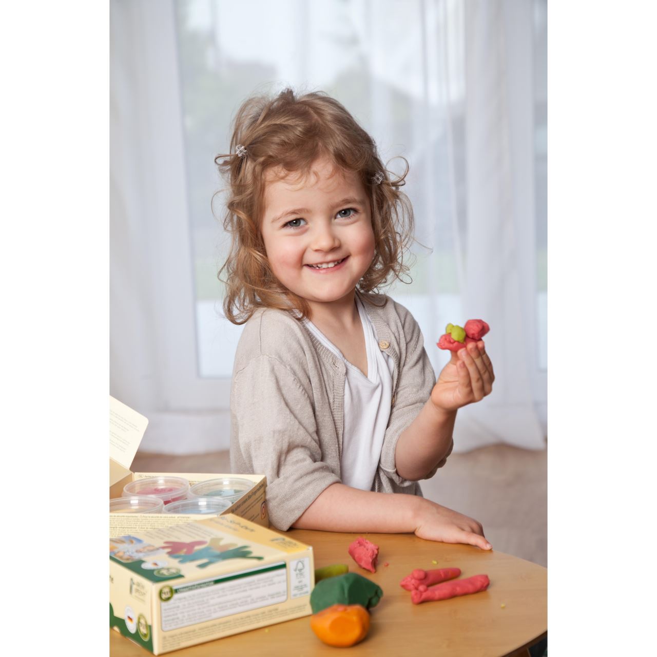 Set plastilina organica pentru copii 2+ cu 4 culori, moale, Grunspecht