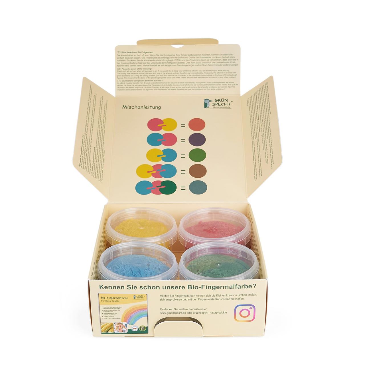 Set plastilina organica pentru copii 2+ cu 4 culori, moale, Grunspecht