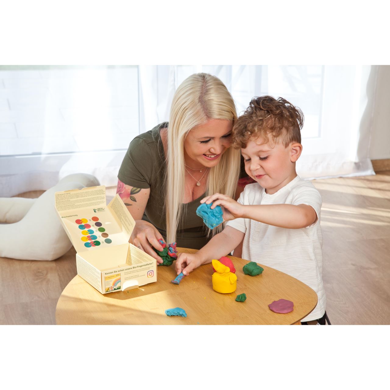 Set plastilina organica pentru copii 2+ cu 4 culori, moale, Grunspecht