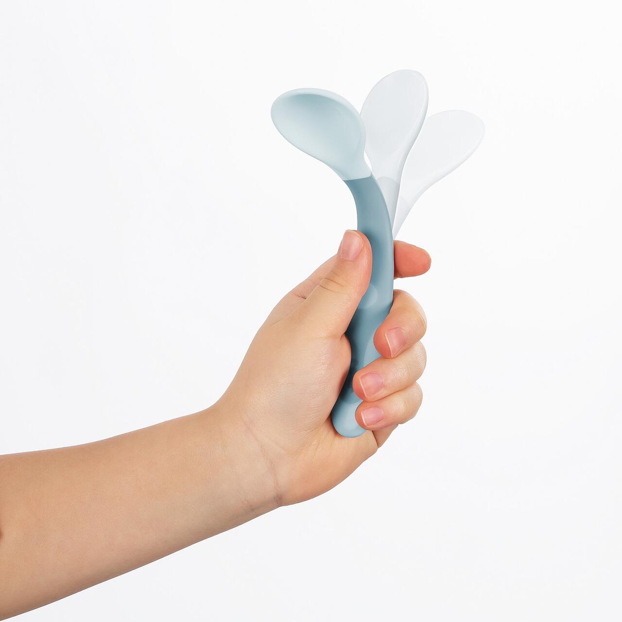 Set tacamuri flexibile pentru copii 6+ luni, fara BPA, albastru, Reer