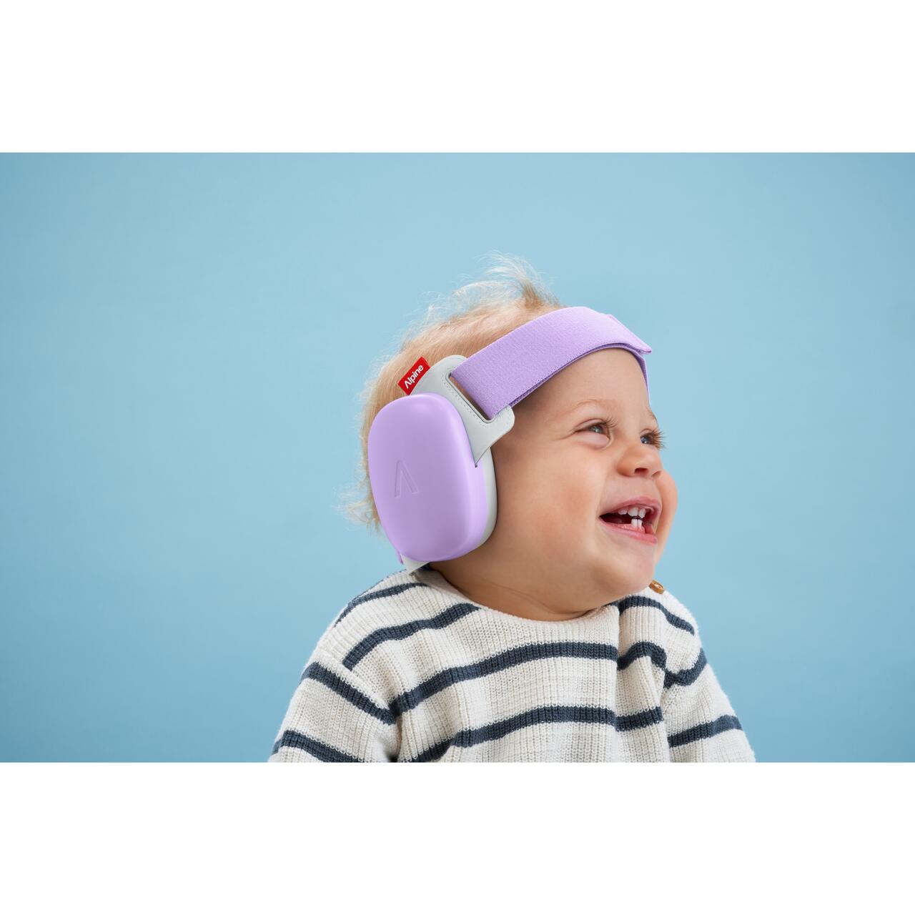 Casti antifonice pentru bebelusi si copii pana la 4 ani, ofera protectie auditiva, SNR 24, mov, ALPINE Muffy Baby Dawn Purple ALP29675