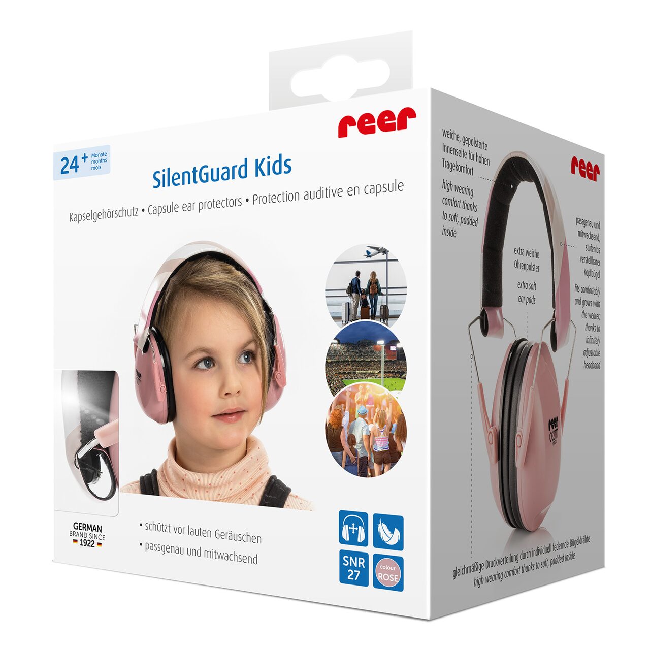 Casti antifonice copii Reer SilentGuard Kids SNR 27, roz, 5+ ani